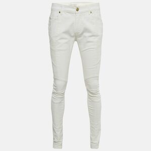 Pierre Balmain White Denim Applique Skinny Jeans L Waist 32"